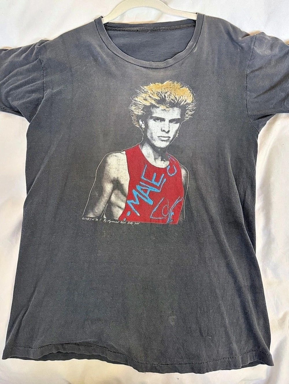 Billy Idol Male Love Vintage 1983 Tour T-Shirt 1983 Tour Tee Gray -RARE